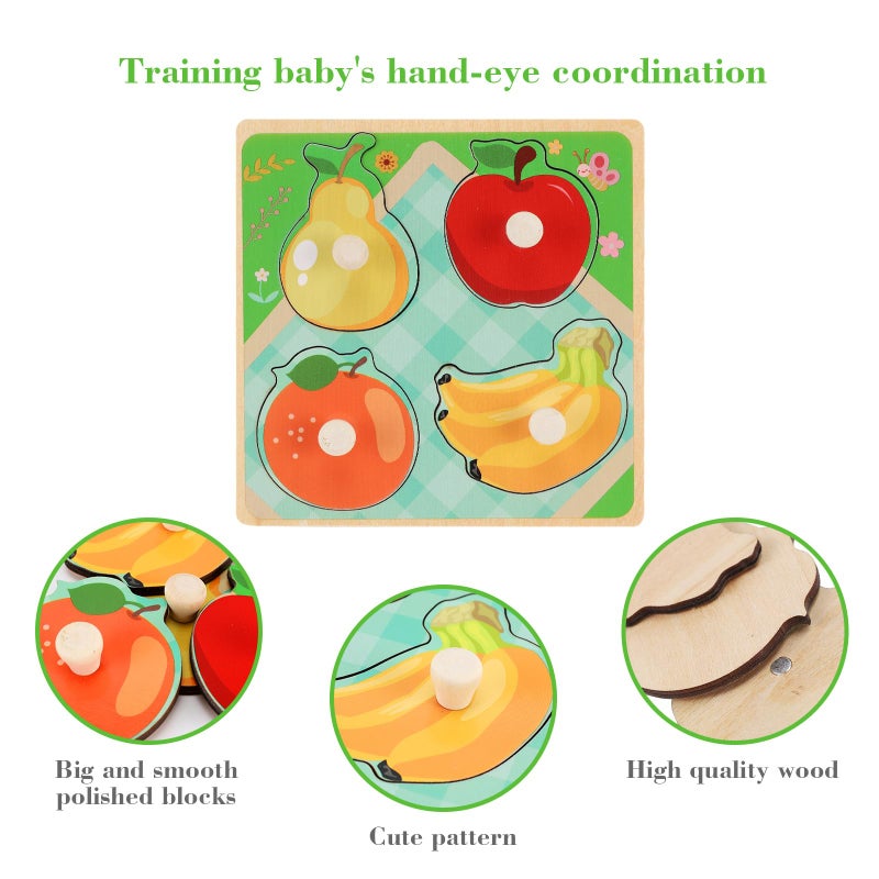 Slotic Wooden Peg Puzzles for Toddlers 1-3  Kids' Educational Preschool Peg Puzzle Toy  Set of 4 Toddler Puzzles - Farm  Dinosaur  Fruit and Marine Animals  Ideal Gift for Ages 1 2 3 Boys and Girls - Image 4